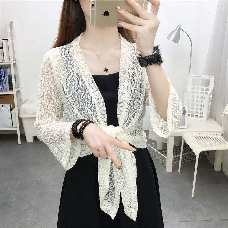 Chiffon shirt for women with shawl in summer, new style with skirt, beautiful and stylish shirt, thin sun protection shirt, lace top