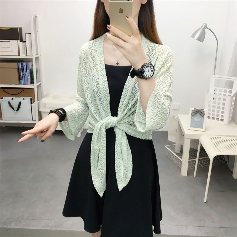 Chiffon shirt for women with shawl in summer, new style with skirt, beautiful and stylish shirt, thin sun protection shirt, lace top