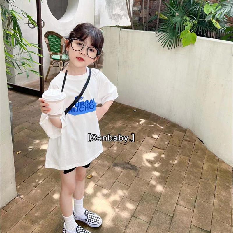 Cotton girls' short-sleeved fried street t-shirt 2022 new Korean version loose medium and big baby fashionable western style top trend
