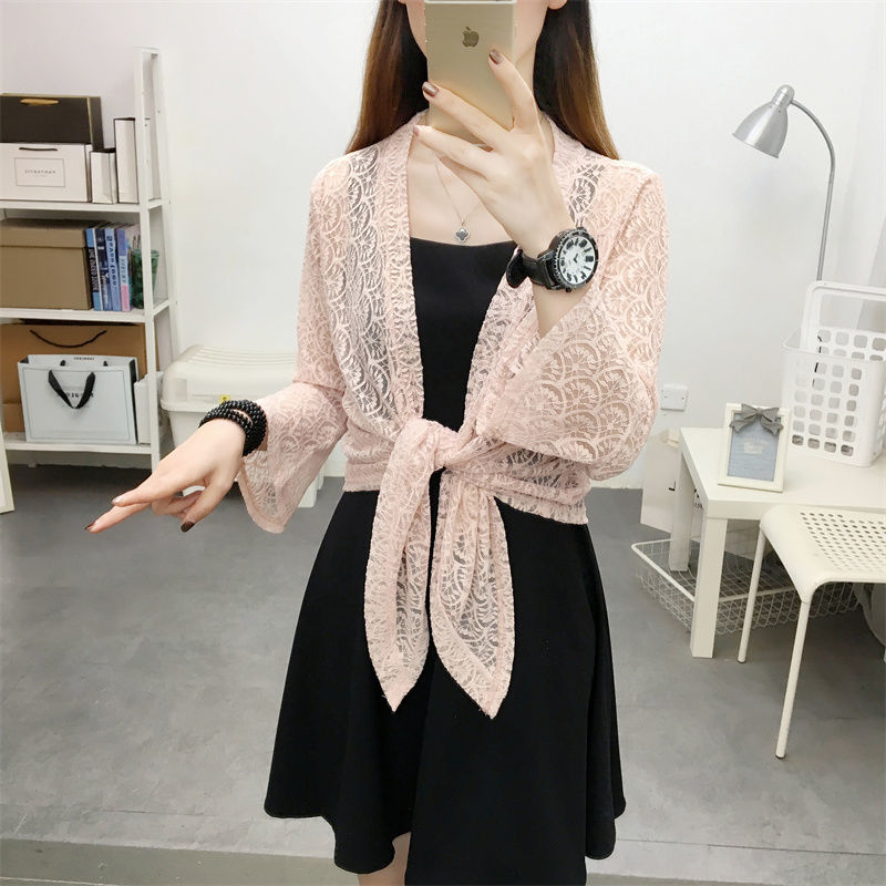 Chiffon shirt for women with shawl in summer, new style with skirt, beautiful and stylish shirt, thin sun protection shirt, lace top