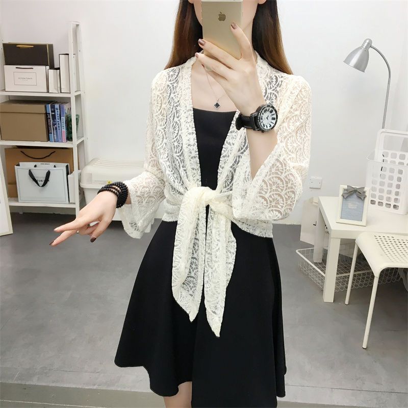 Chiffon shirt for women with shawl in summer, new style with skirt, beautiful and stylish shirt, thin sun protection shirt, lace top