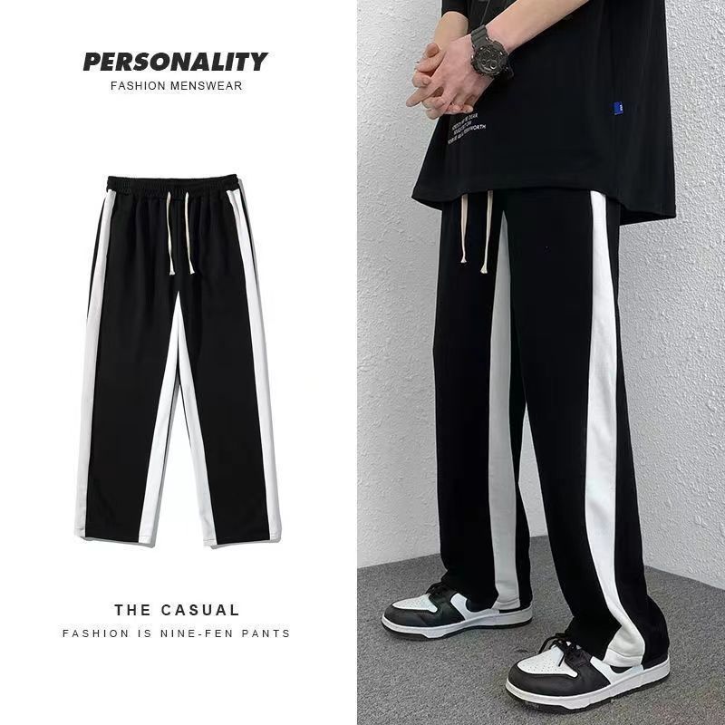 Tide brand ice silk casual pants men's autumn loose large size sweatpants trend ins straight sports drape trousers A
