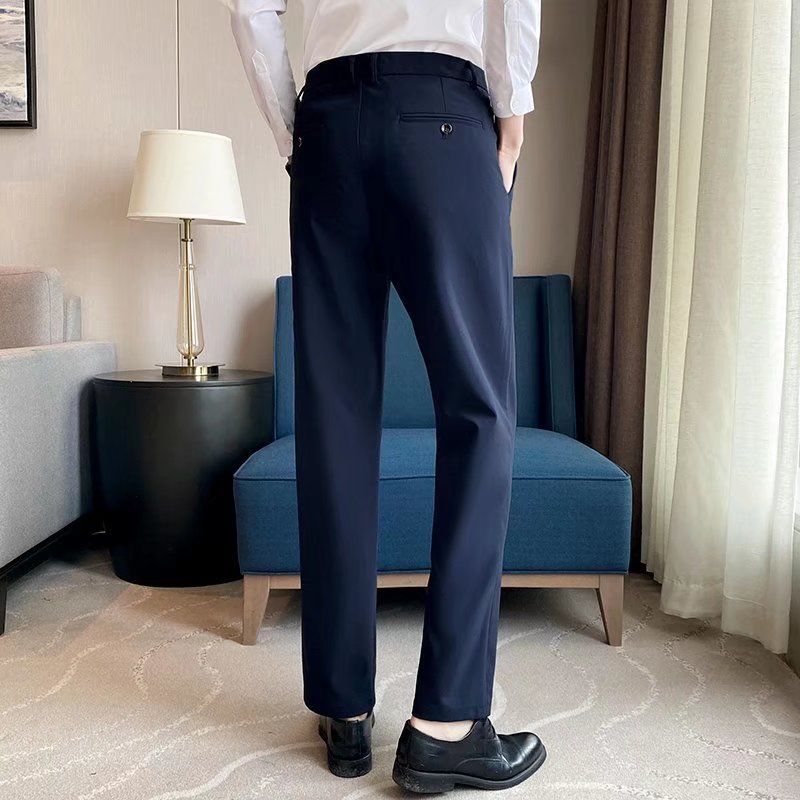 Pants Men's Straight Loose Small Trousers Trousers Business Professional Formal Korean Style Slim Skinny Pants Nine-point Suit Pants
