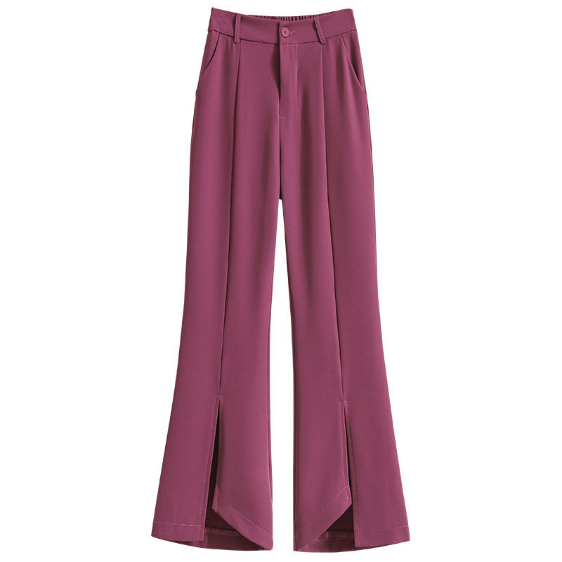  summer thin section irregular slit slimming eight-point trousers