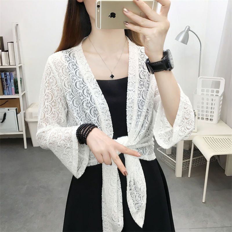 Chiffon shirt for women with shawl in summer, new style with skirt, beautiful and stylish shirt, thin sun protection shirt, lace top