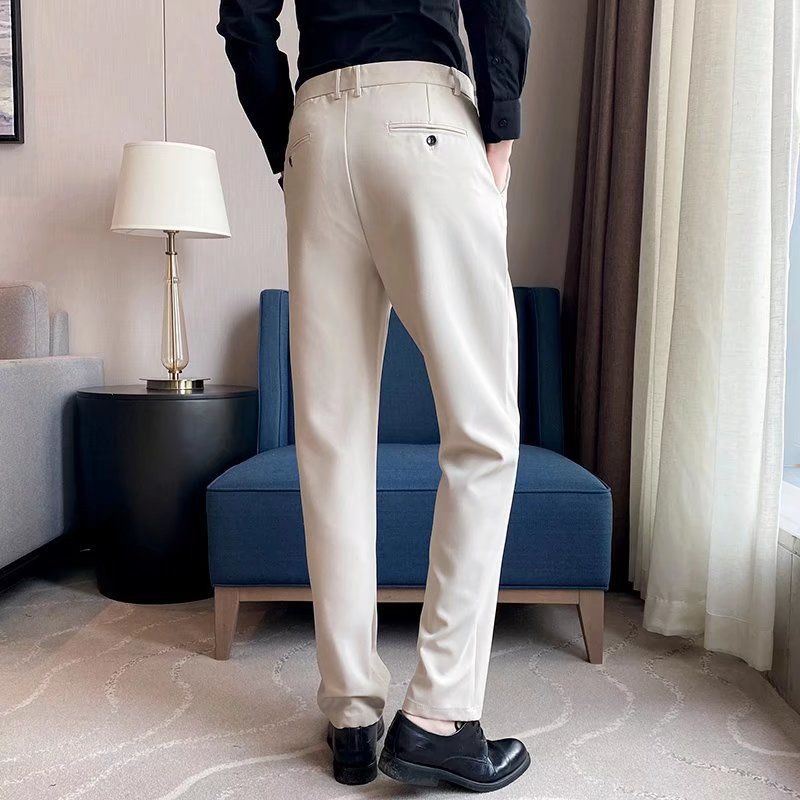 Pants Men's Straight Loose Small Trousers Trousers Business Professional Formal Korean Style Slim Skinny Pants Nine-point Suit Pants