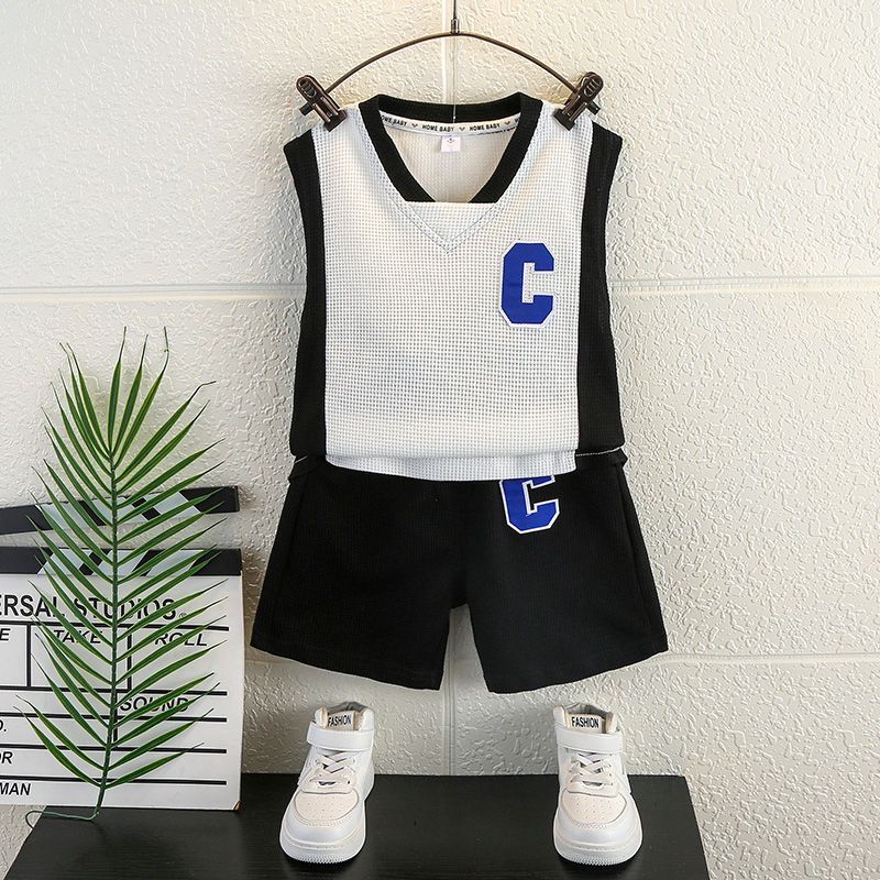 Boys vest suit summer 2023 new foreign style baby net red clothes boys and children Korean cool handsome children's clothing trend