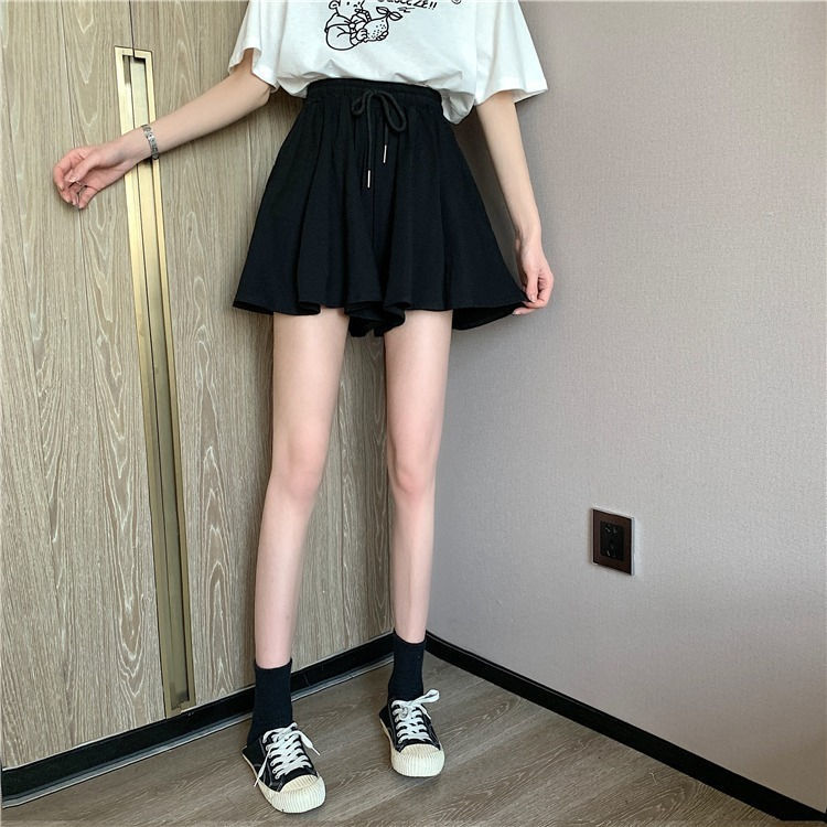  summer new high waist black A-line pants female students all-match slim casual loose home pajamas ins tide