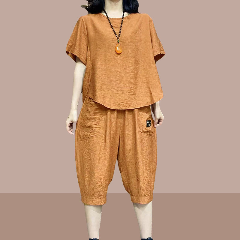夏季新款網紅爆款時尚套裝女遮肉顯瘦休閒上衣洋氣褲子兩件套女潮