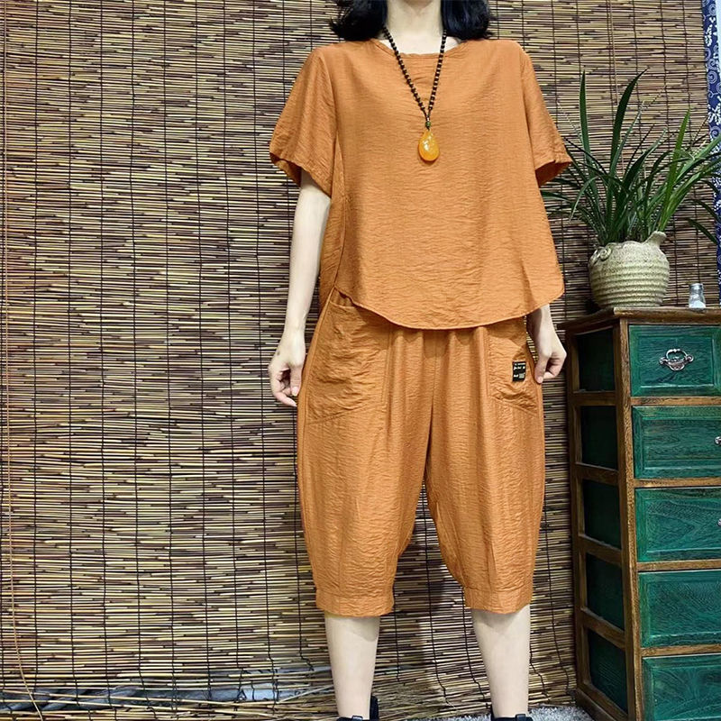 單/套裝 2023夏季新款韓版大碼女裝兩件套胖MM時尚寬鬆百搭顯瘦女