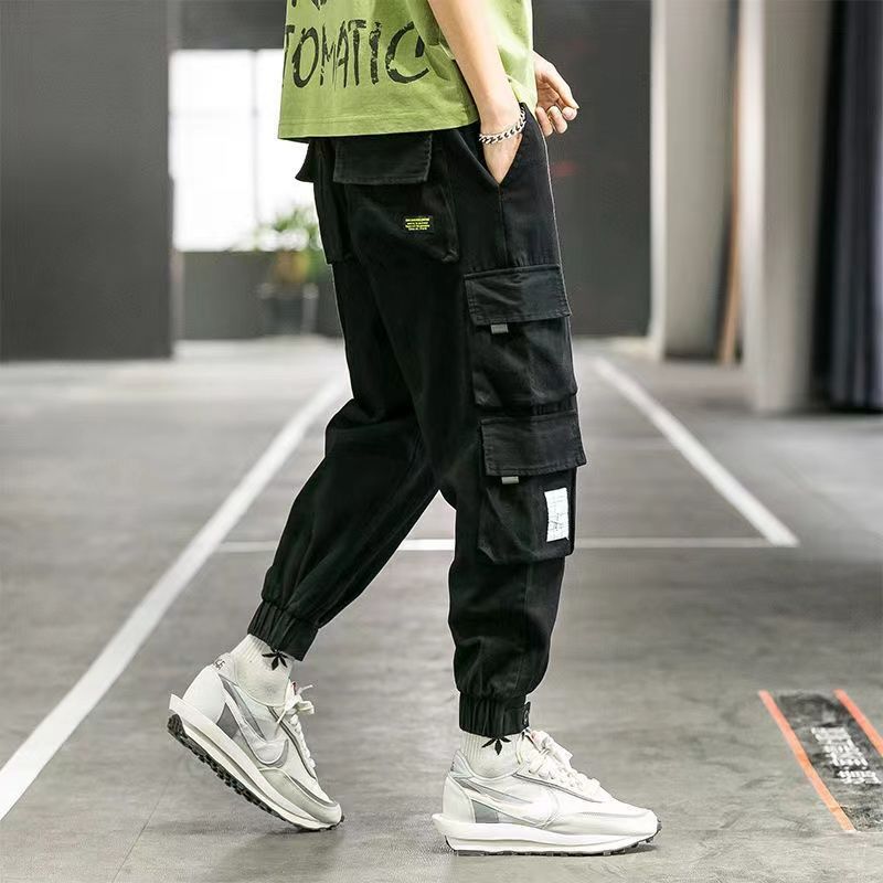 Functional overalls men's trousers summer thin section nine-point pants tide ins loose large size spring and autumn casual trousers