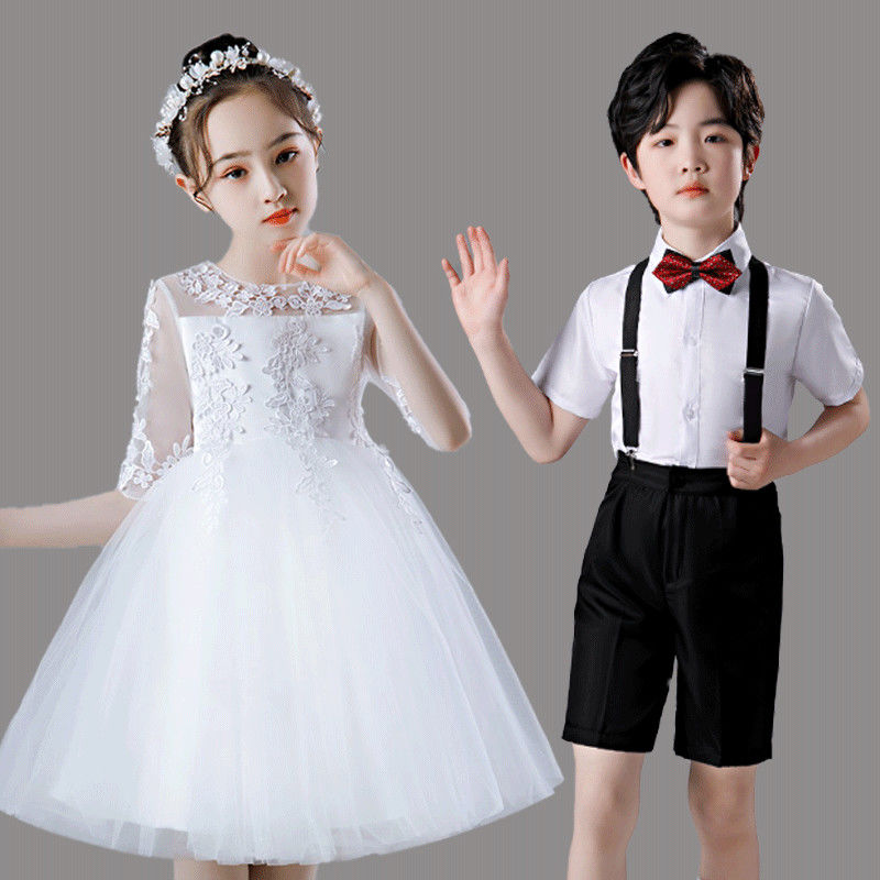 兒童合唱演出服女童舞蹈蓬蓬裙男童禮服小學生畢業大合唱表演服裝