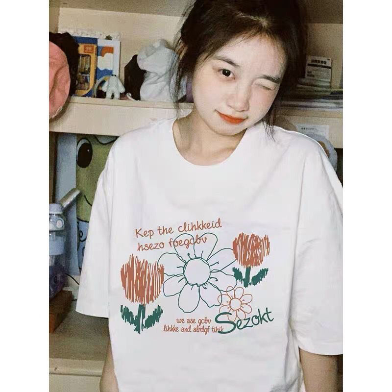 White front shoulder short-sleeved t-shirt women's summer 2022 new loose design sense niche Korean sweet cool student tops
