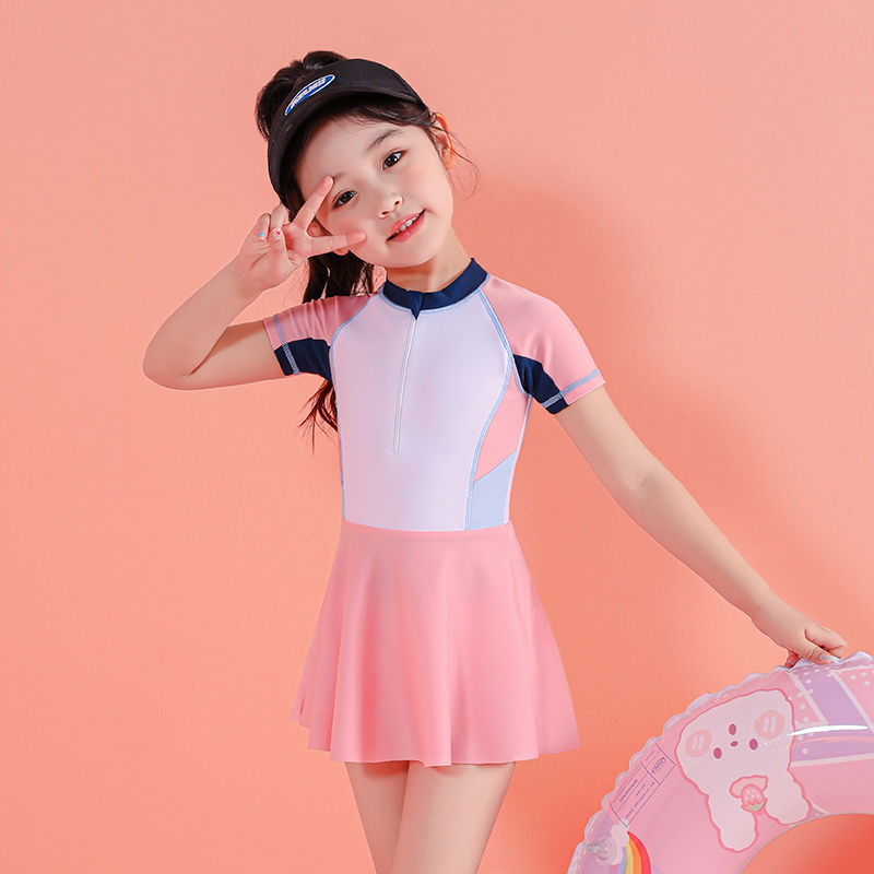 兒童泳衣女孩中大童2022新款女童公主寶寶連體泳裝防曬速干游泳衣