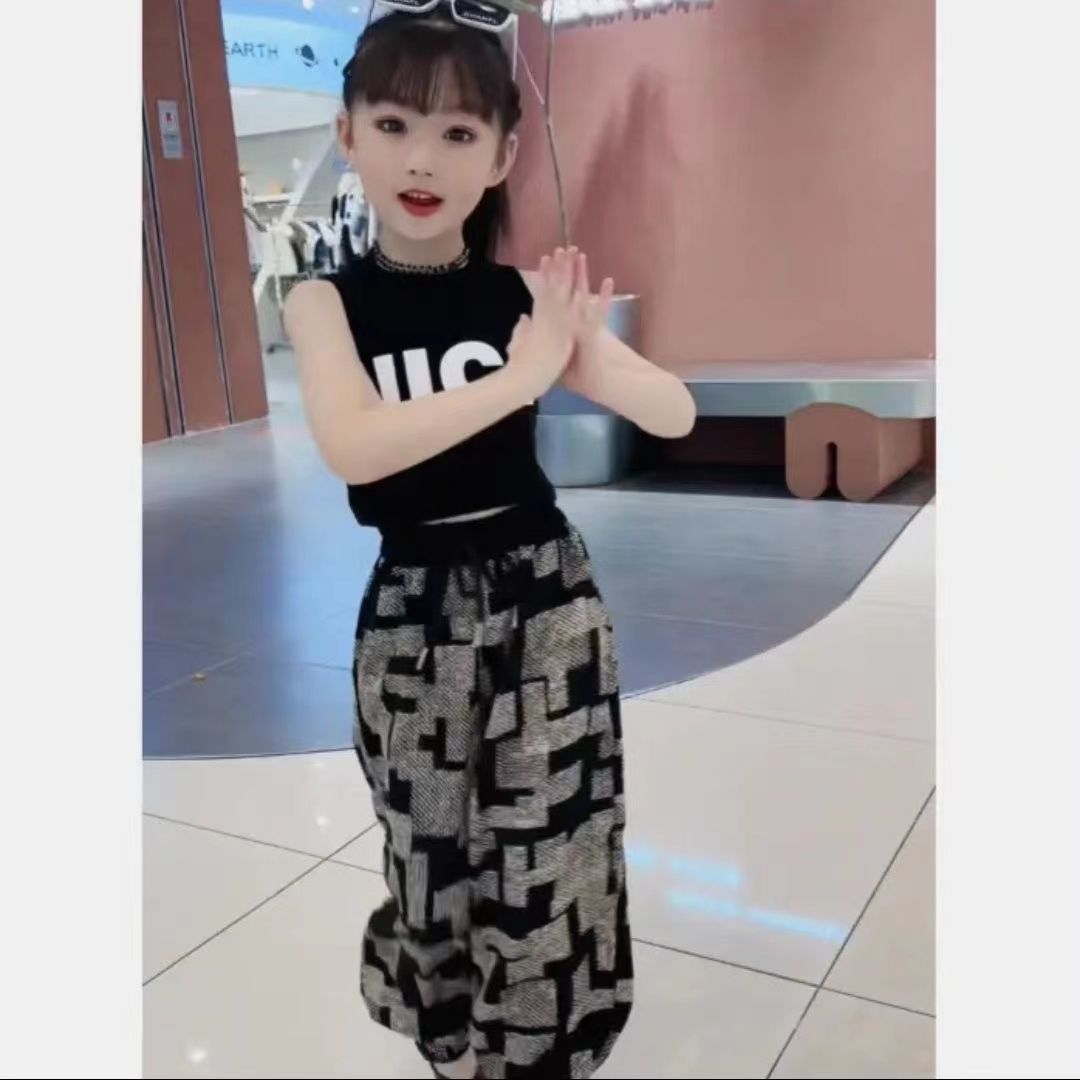 女童夏季套装新款网红韩版洋气时髦大儿童运动休闲炸街童装潮