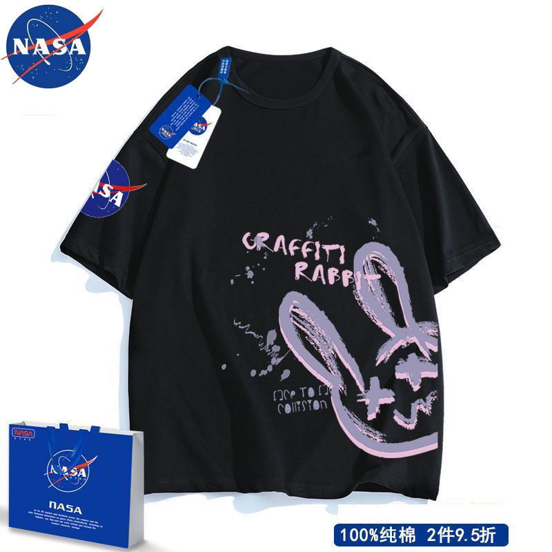 NASA官方联名2022新款潮牌纯棉短袖男女情侣T恤运动宽松半袖ins潮