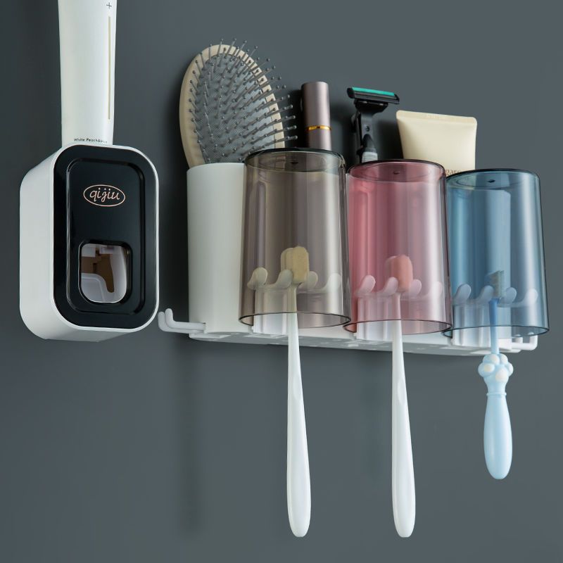 牙刷置物架全自动挤牙膏器挤压神器懒人家用免打孔壁挂式吸壁套装