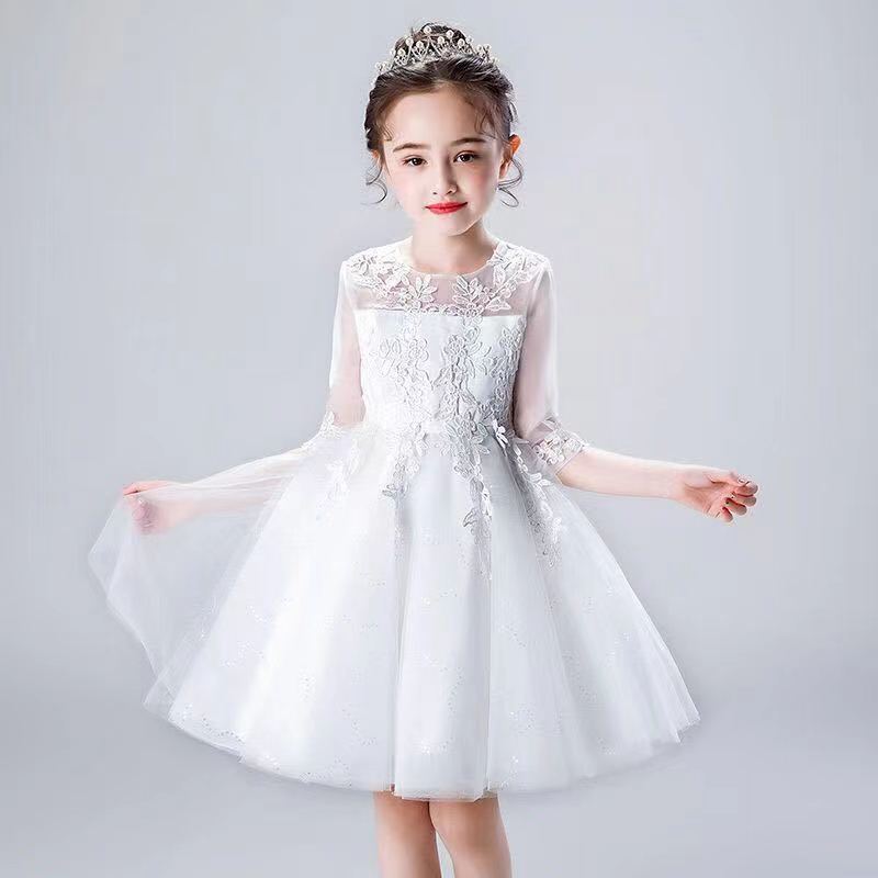 女童禮服公主裙蓬蓬裙夏季小女孩畢業裙子六一兒童節演出服白紗裙