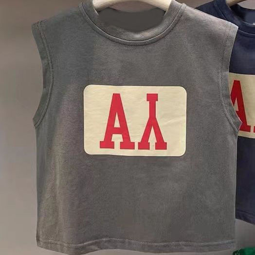 100% cotton 2022 summer new children's baby sleeveless t-shirt Korean version boys printed vest top trend