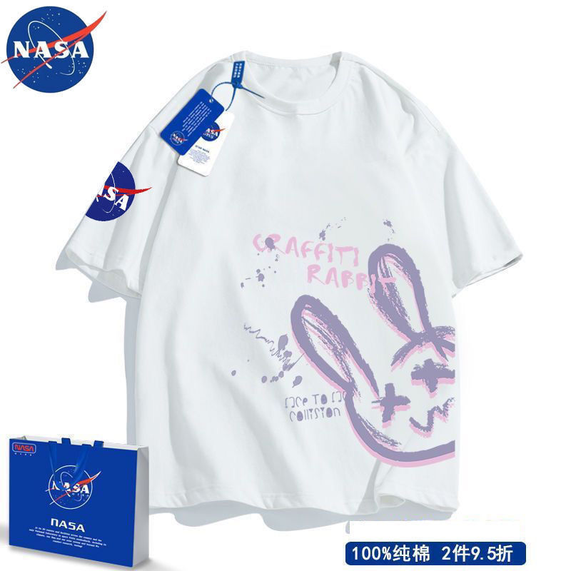 NASA官方联名2022新款潮牌纯棉短袖男女情侣T恤运动宽松半袖ins潮