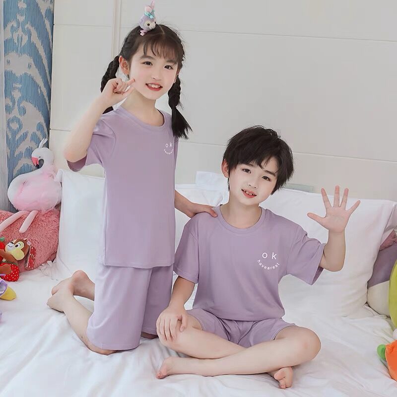 Children's Pajamas Modal Summer Thin Section Boys Homewear Casual Big Boys Boys Girls Air Conditioning Clothes Set