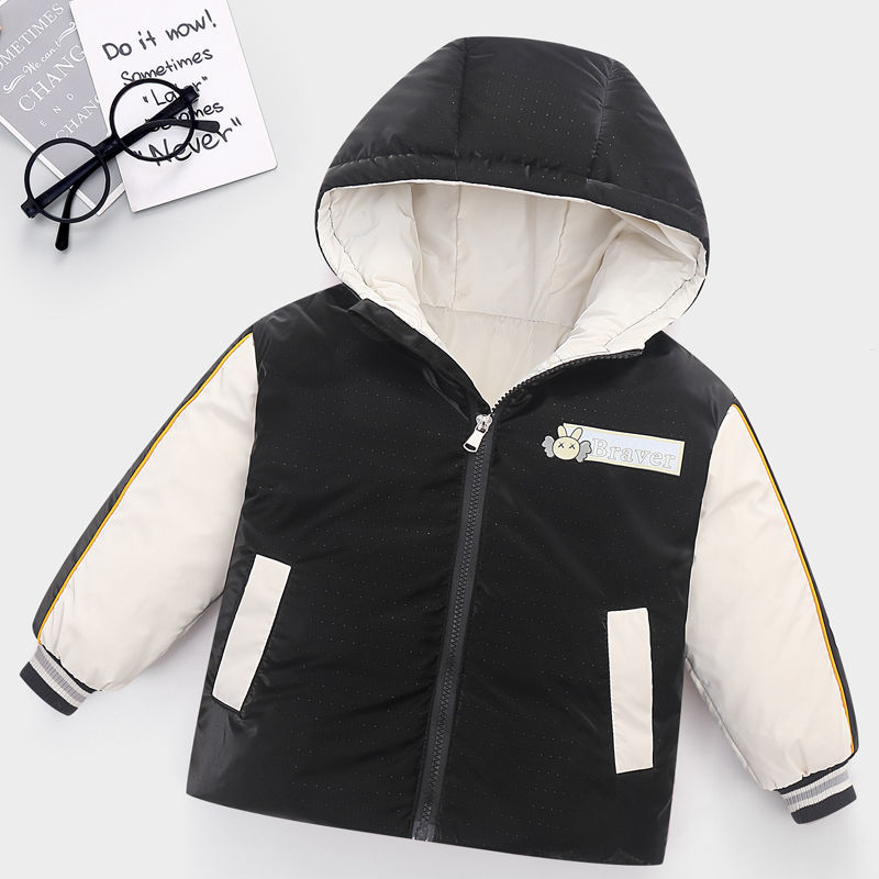 2022 winter children's wash-free down jacket boys and girls short section color matching children's white duck down children's winter coat