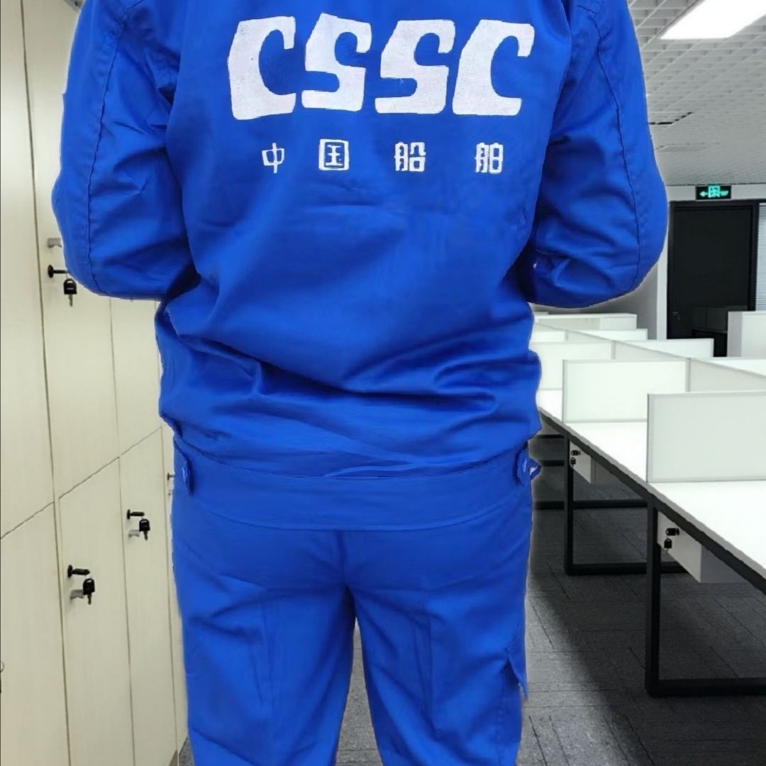 China Ship General Summer Thin Comfortable Sweat-absorbing Breathable Refreshing 6535 High-grade Polyester Cotton Workwear Blue Suit