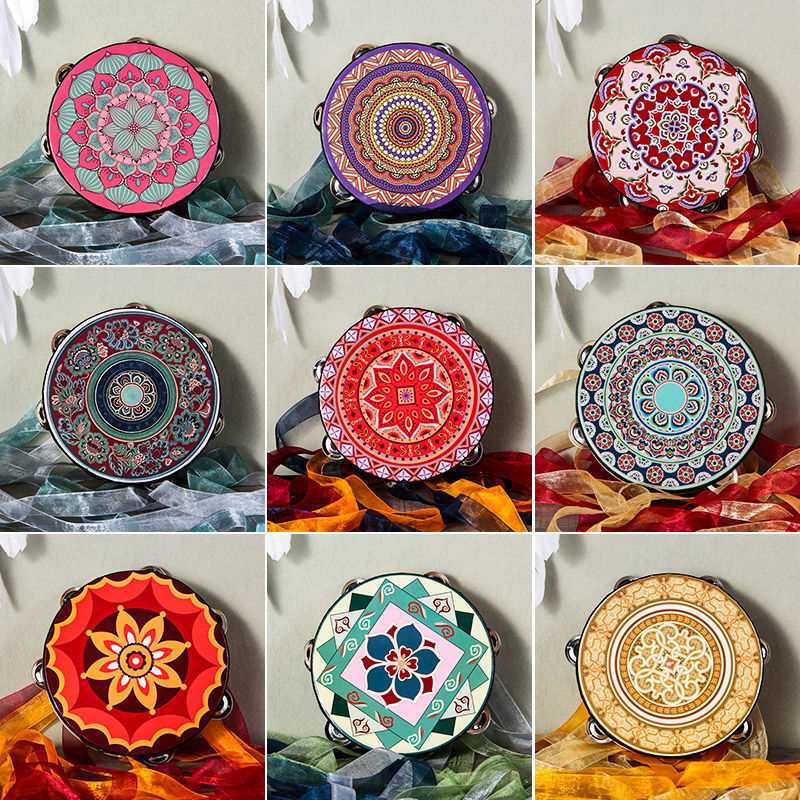 Dunhuang Flying Tambourine Xinjiang Uyghur Tambourine Hanfu Hand-held Photo Drum Ribbon Drum Tang Drum Dance Instrument