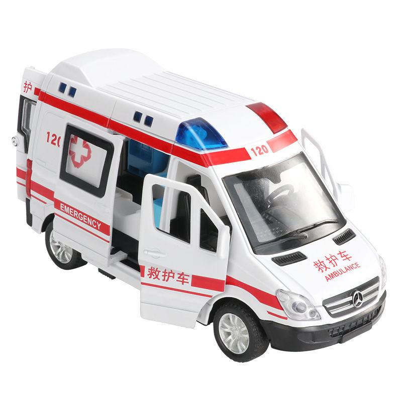 可开门超大号救护车灯光玩具惯性男孩女孩120儿童汽车仿真模型5开
