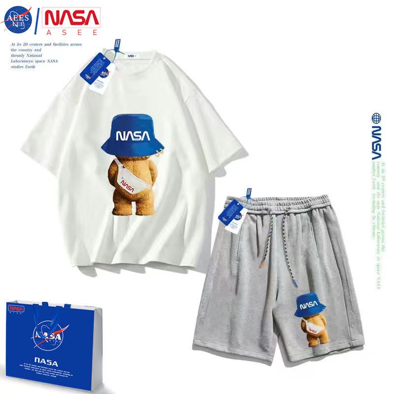 NASA联名背包小熊男童短袖套装夏装新款中大童t恤儿童两件套