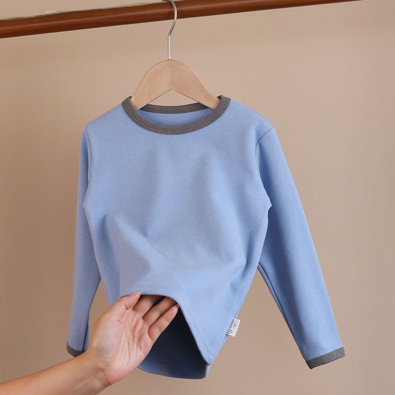 Children's brushed velvet thick bottoming shirt autumn and winter children's clothing boys and girls warm long-sleeved T-shirt small and medium-sized children's autumn clothes