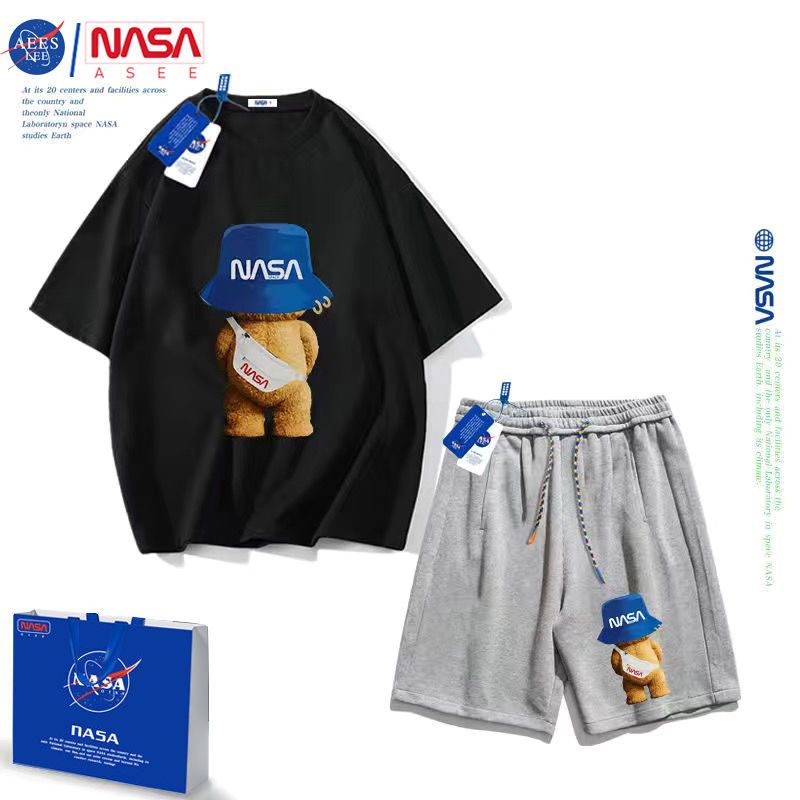 NASA联名背包小熊男童短袖套装夏装新款中大童t恤儿童两件套