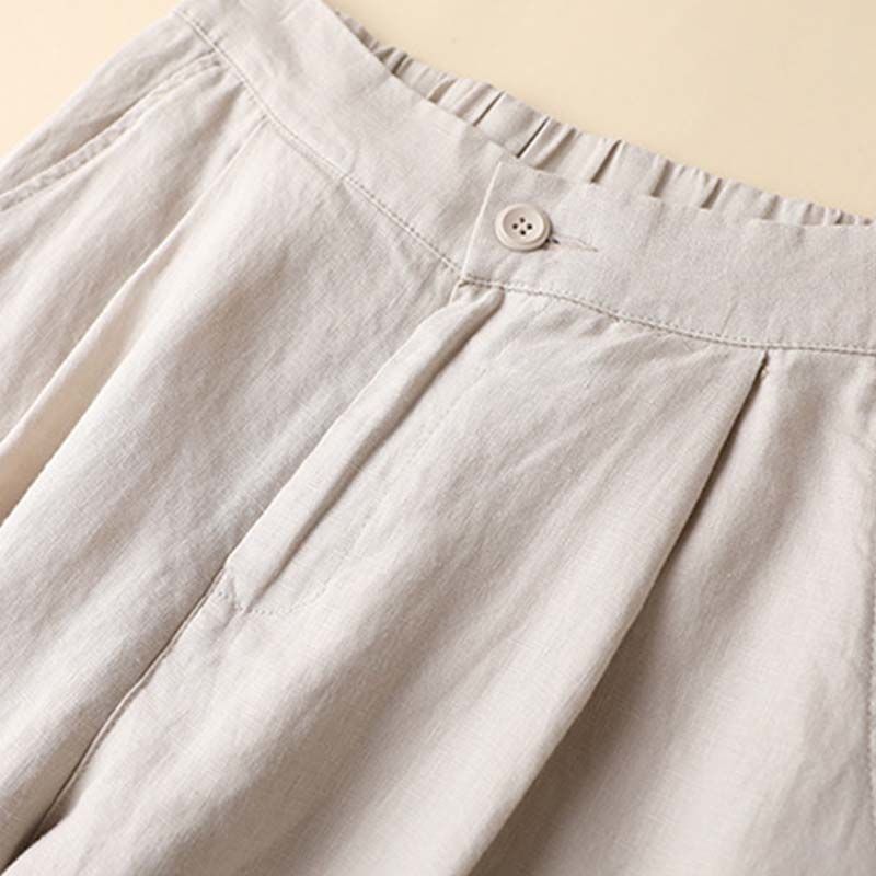 Linen pencil pants summer new casual pants women's loose and thin hemp material straight tube drape nine points cotton and linen harem pants
