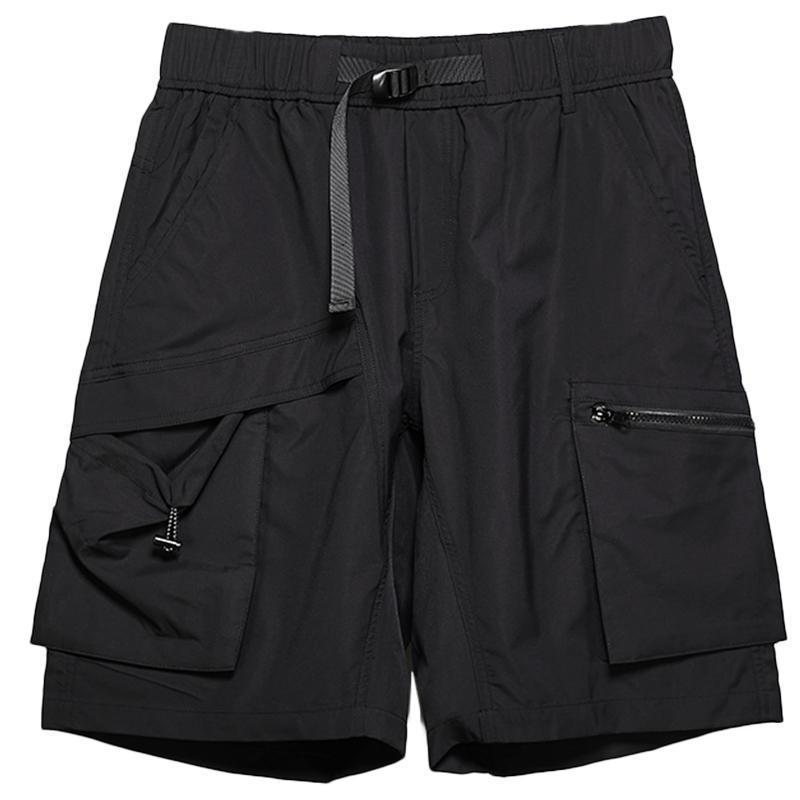 EC summer dark loose overalls shorts men's national tide brand ins American casual five-point pants black middle pants