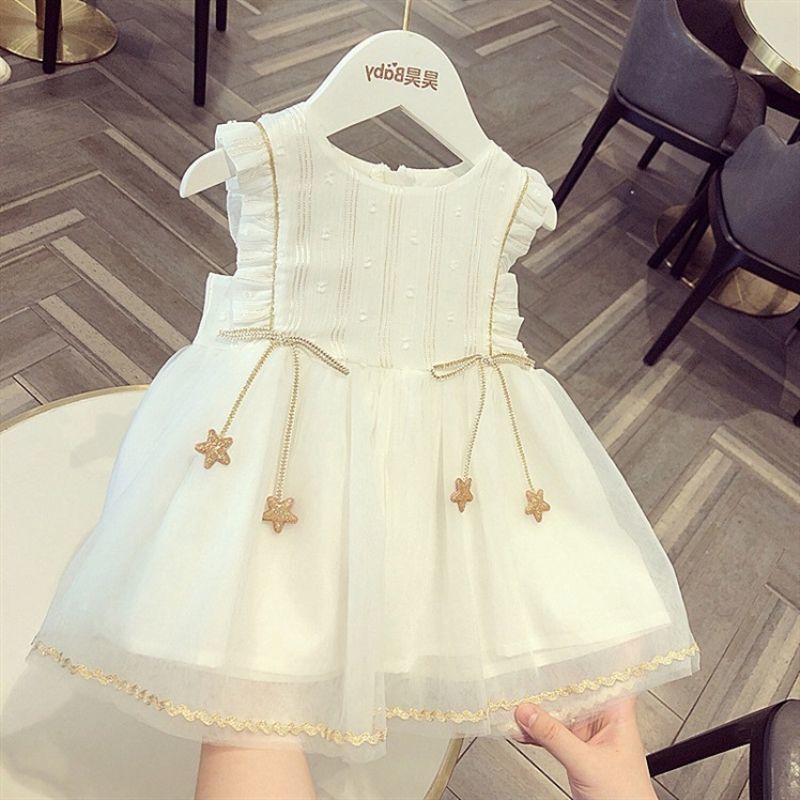 寶寶紗裙2023夏季新款洋氣夏裝裙子女童蓬蓬紗網紗周歲公主連衣裙