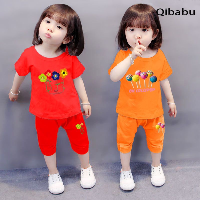 女童套裝短袖T恤純棉夏季0-6歲新款女孩兒童兩件小女孩上衣寶寶潮