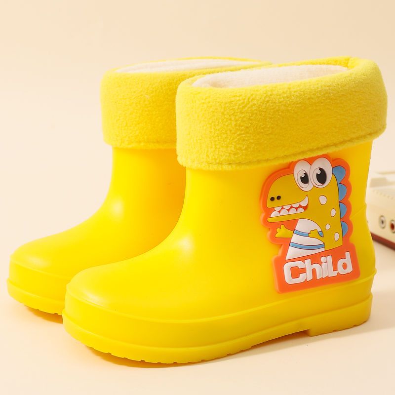 儿童雨鞋男童防水防滑水鞋卡通可爱女童幼儿园宝宝加绒保暖胶雨靴