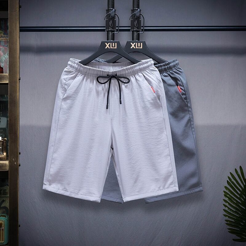 Men's ice silk breathable five-point pants men and middle-aged youth loose large size quick-drying casual pants big pants sports shorts