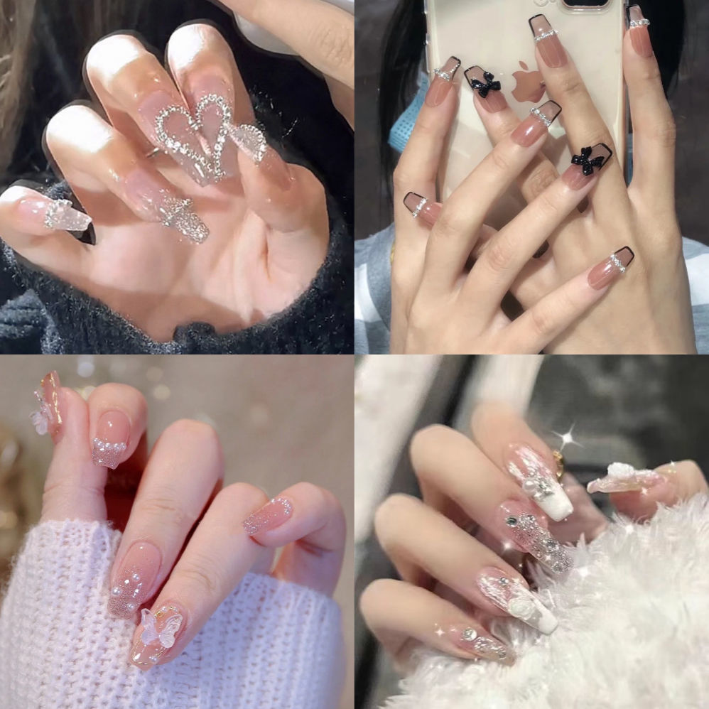 French chain wearable nail patch finished product detachable manicure fake nail patch waterproof whitening temperament Xiaohongshu