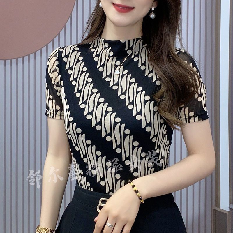 短袖t恤女夏季新款修身顯瘦洋氣減齡打底小衫大碼遮肚子媽媽裝潮