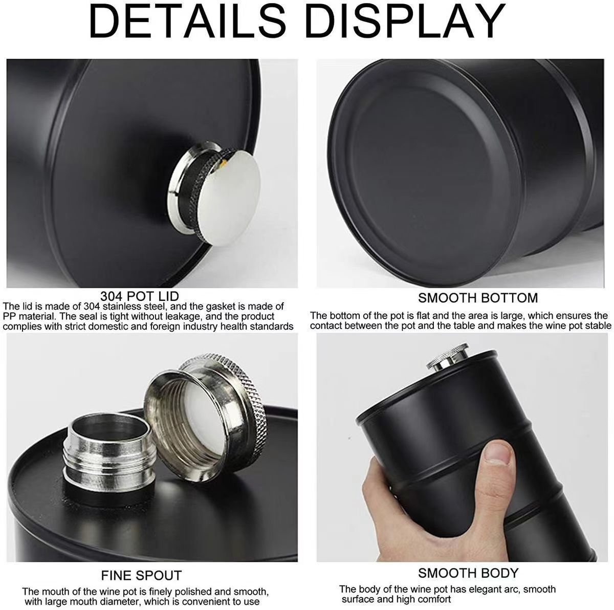 750ml Creative Gasoline Barrel Outdoor 304 Stainless Steel Camping Leak-Proof Mini Water Bottle_voghion.com