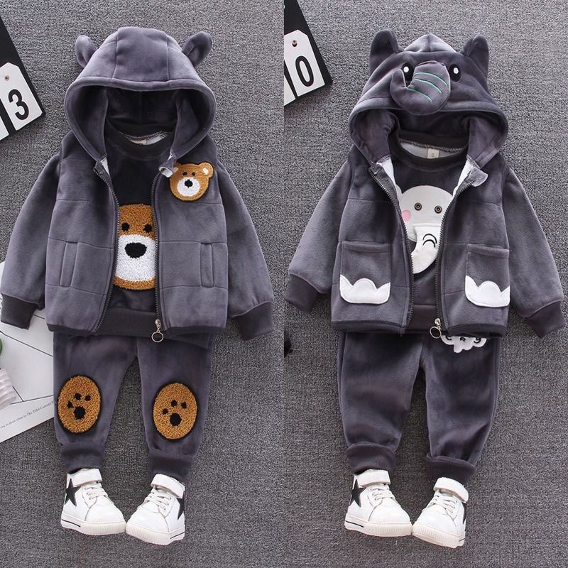 春季童裝三歲套0-5歲兒童服裝嬰幼兒衣服秋冬季薄絨套裝嬰兒外套