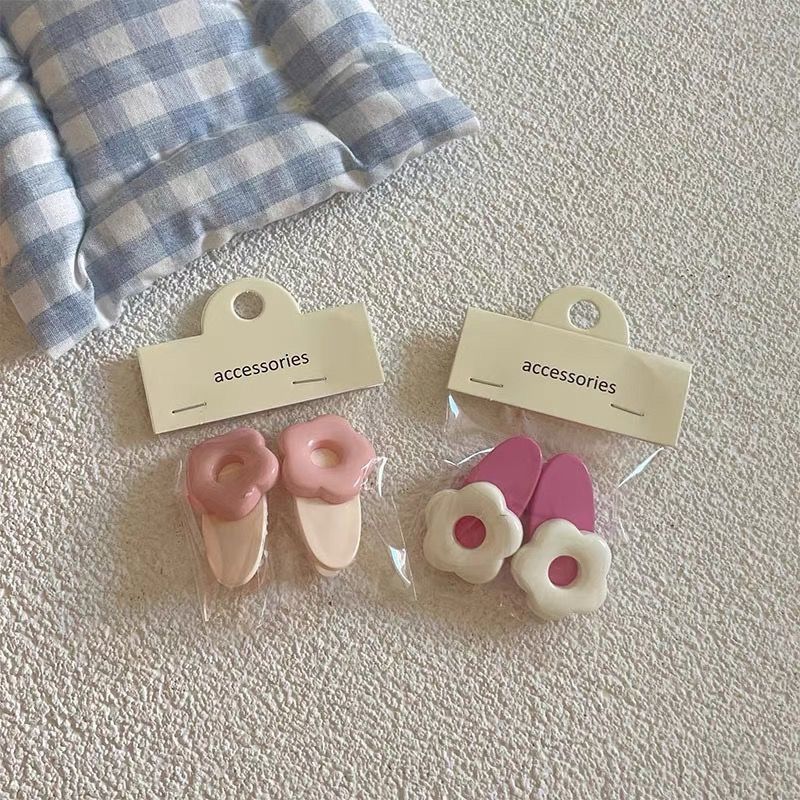 2 packs~Korea INS color macaron pink flower broken hair clip duckbill clip hairpin hair accessories headdress