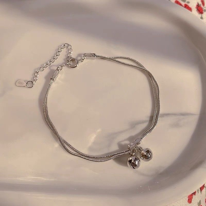 Double-layer bell bracelet female ins student Korean version retro simple and not fade high-level sense of girlfriends net red Harajuku style