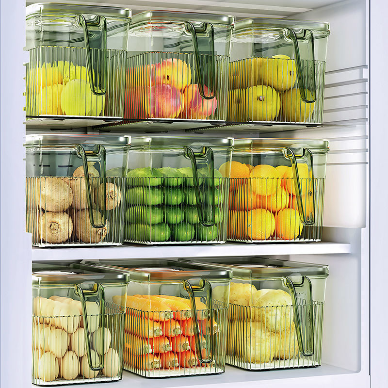 家用带盖冰箱收纳盒提手食品级密封保鲜盒厨房水果蔬菜储存冷冻盒