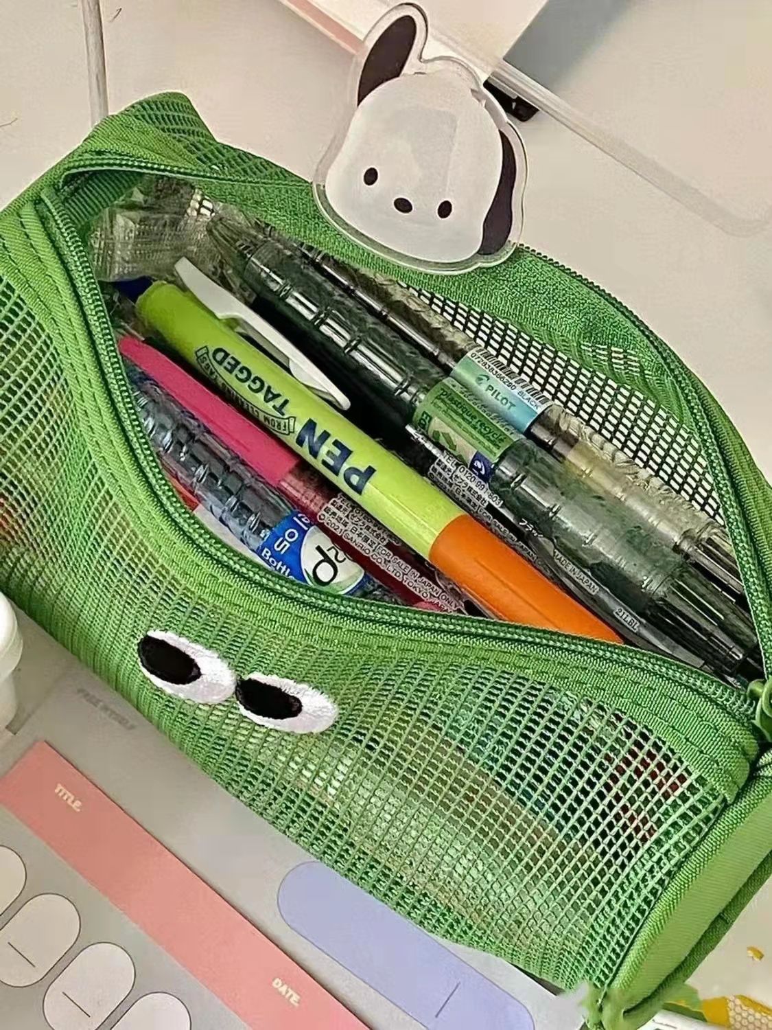 网眼化妆包韩版网纱立体大容量笔袋洗漱包学生外出便携文具收纳包