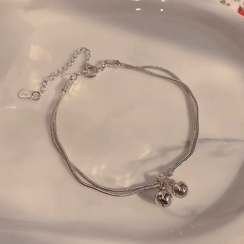 Double-layer bell bracelet female ins student Korean version retro simple and not fade high-level sense of girlfriends net red Harajuku style