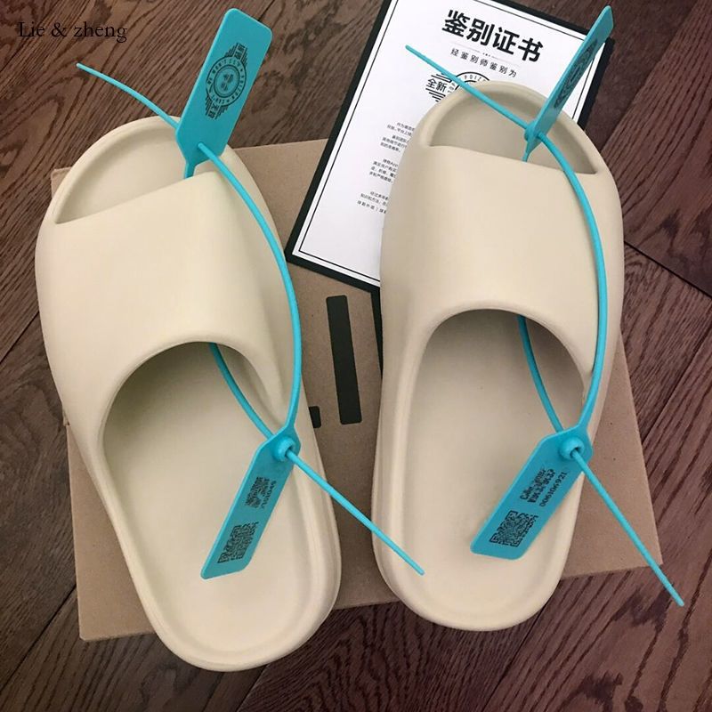 莆田純原正版椰子拖鞋yeezy侃爺同款一字拖slide男女厚底沙灘凉鞋