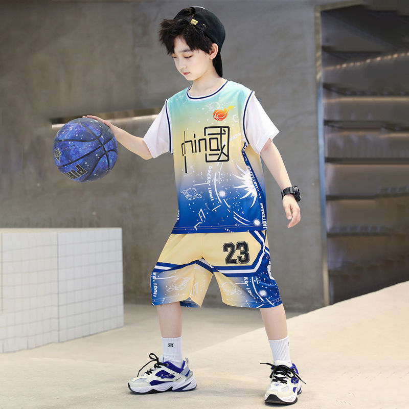 男童篮球服速干套装夏季2023新款夏装男孩中大童训练运动短袖球衣