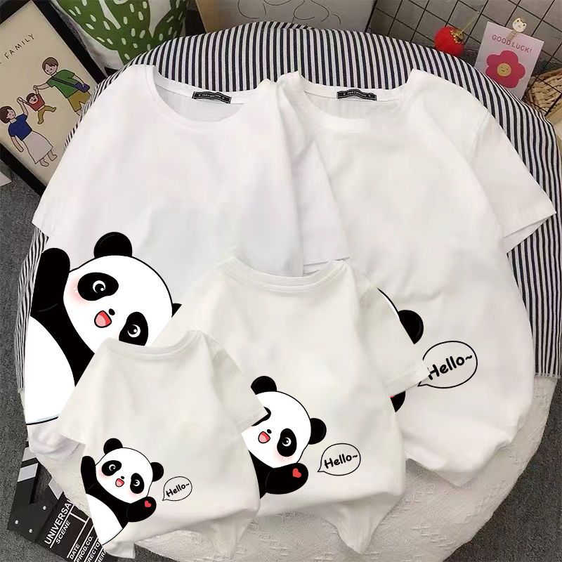 網紅親子裝春夏裝純棉短袖t恤一家三四口洋氣母子女童半體袖洋氣